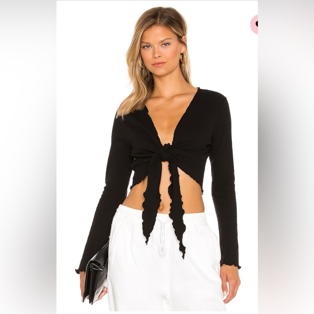 BCBG Tie Front Top - Black